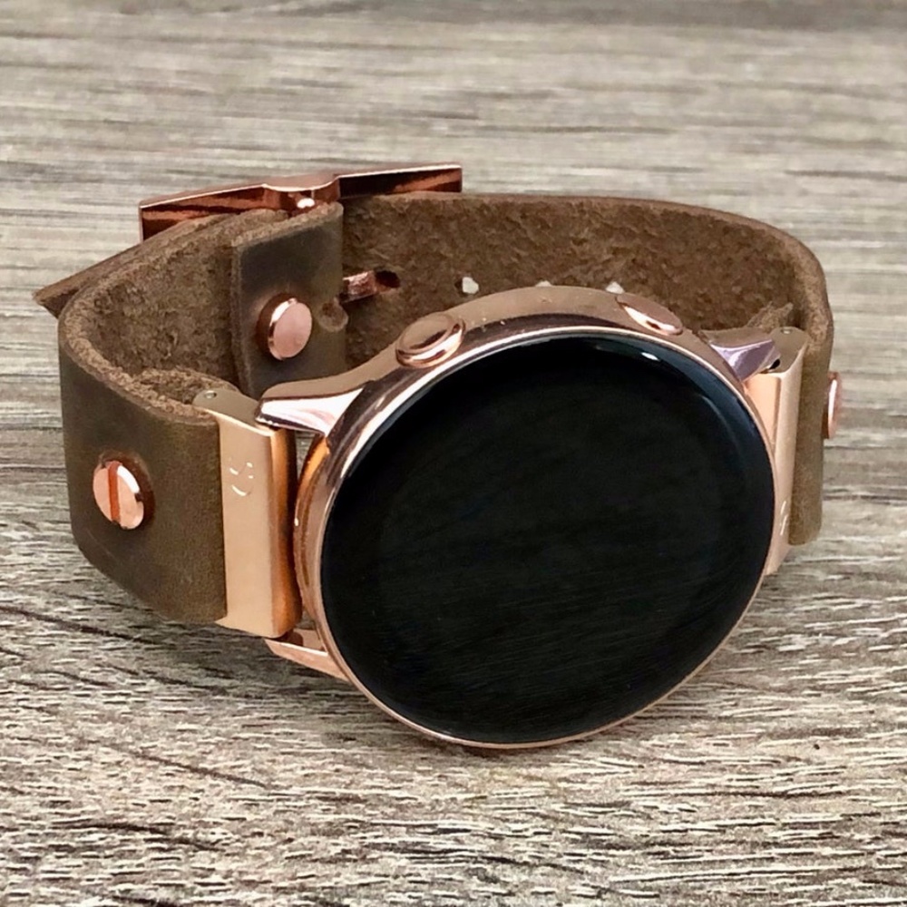 18mm Rustic Brown Leather Galaxy Active Watch Band